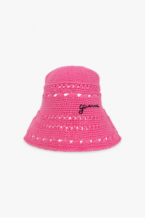 ハット GANNI Woman Hat Pink A4701 483 Ganni Outlet: hat in organic cotton crochet with logo - Pink